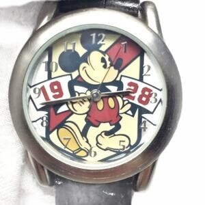 Disney Parks 1928 Mickey Mouse Watch Black Leather LR